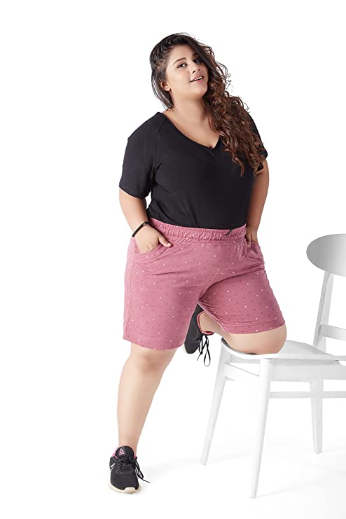 Buy Comfy Print Navy Blue Cotton Bermuda Shorts For Women Plus Size By  CupidClothings Online In India – Cupid Clothings