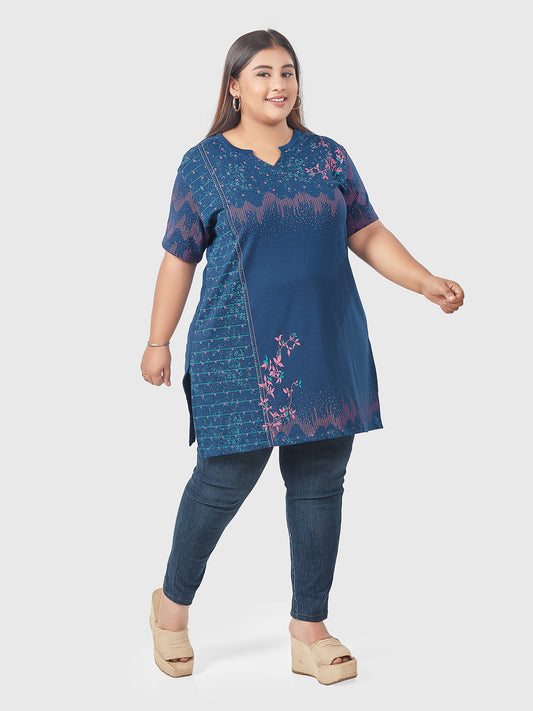 Buy Comfortable Half Sleeves Plus Size Print Cotton Long Top For Women In  Wine Online In India - Cupidclothings – Cupid Clothings