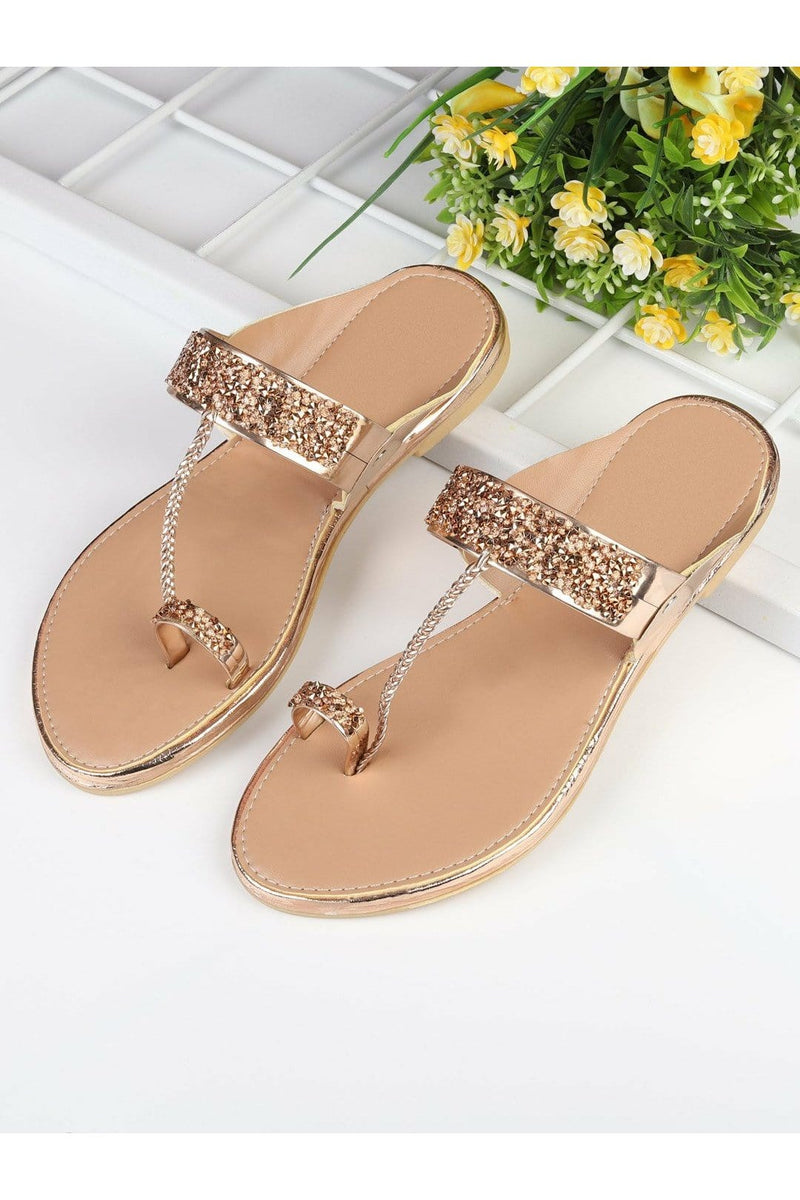 Rosegold Women Open Toe Flats - Flats & Sandals For Women, Women Flats, Women Open Toe Flats, Sandals. Shop Online In India. Free Shipping + COD + Easy Returns & Exchange Options Available | WalkTrendy