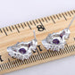 Element Silver Purple Floral Time Watch Band Stud Earrings