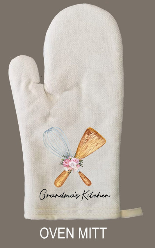Personalized Oven Mitt & Pot Holder Set, Grandma Gift Set Hand Drawn Whisk  Spoon Oven Mitts, Gifts for Mom, Camping RV
