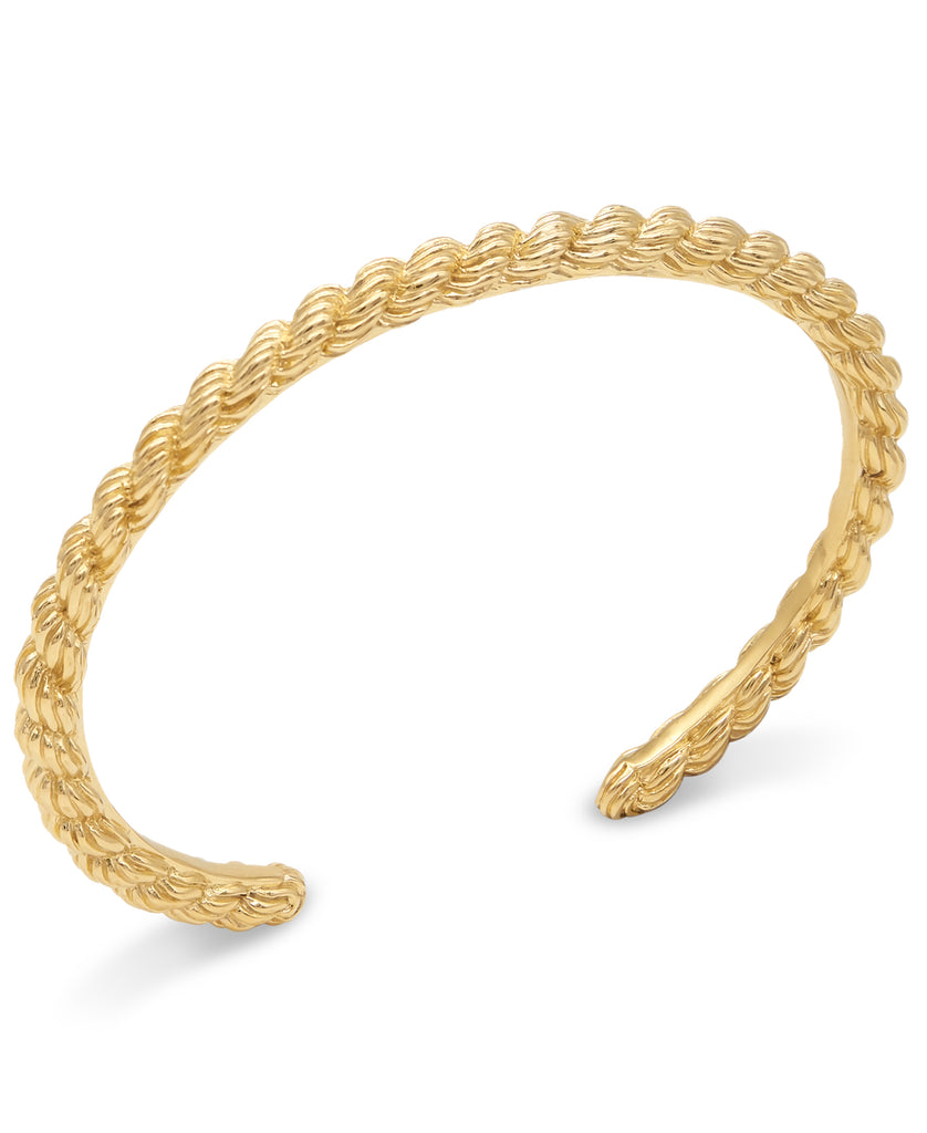 18K Gold Plated Sterling Silver Bali Rope 5mm Cuff Bracelet