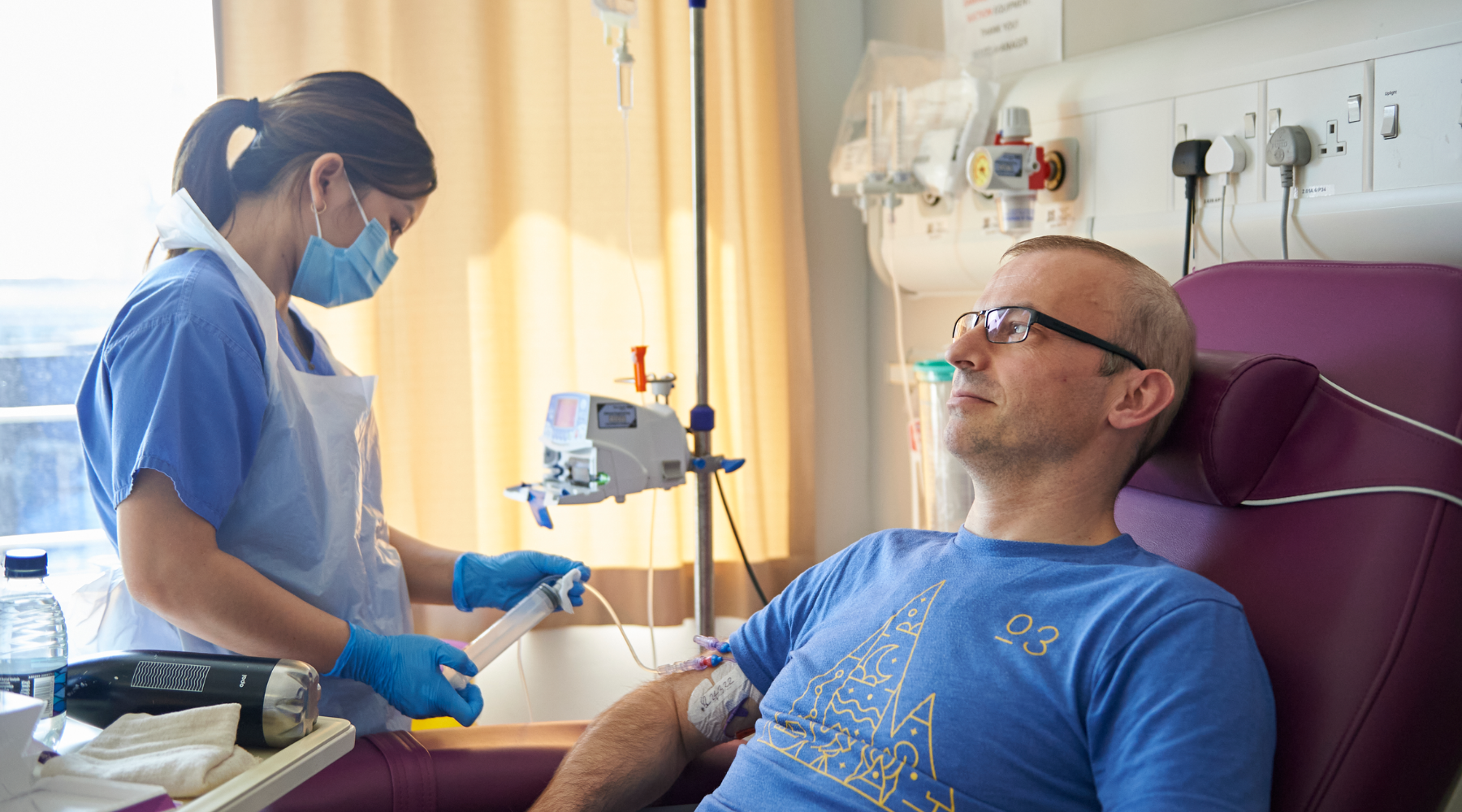 Man receiving treatment for Blood Cancer