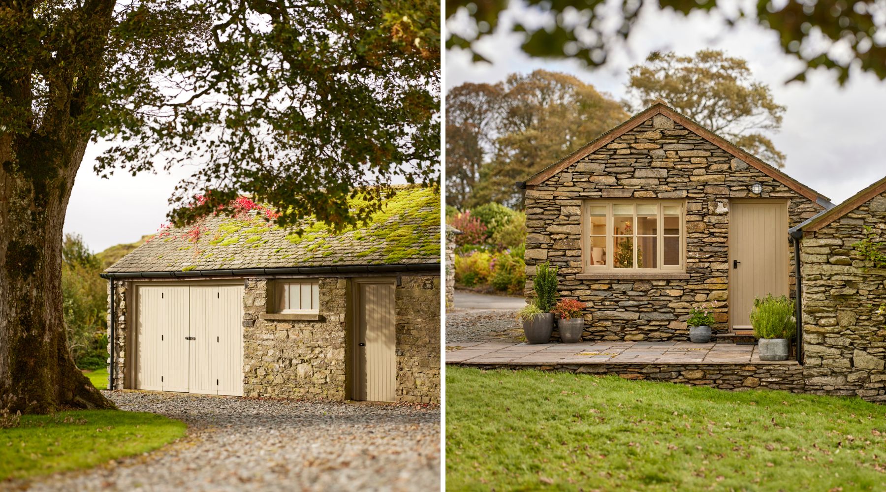 Omaze Million Pound House Lake District - Traditional stone annex building and stable framed by mature trees