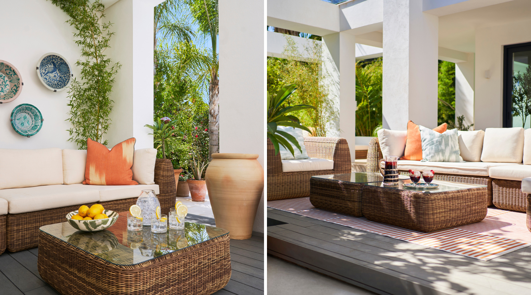 Omaze Marbella Superdraw - patio area with corner sofa in the sun