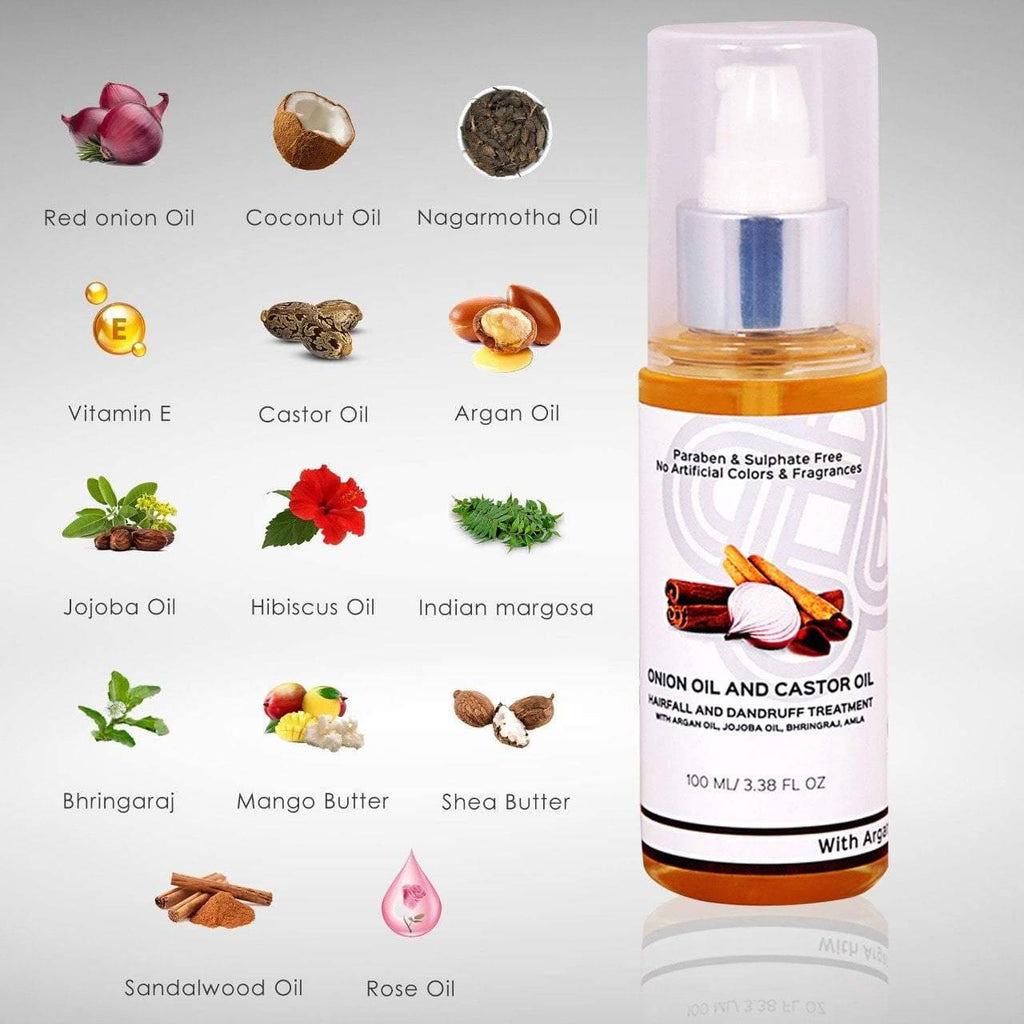 Onion & Castor Hair Oil For Hair Fall Control | Hair Regrowth and Dandruff  Control 100 ML | Onion Oil And Castor Oil For Hair
