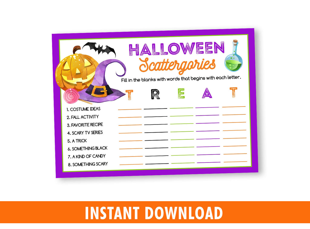 halloween scattergories for kids