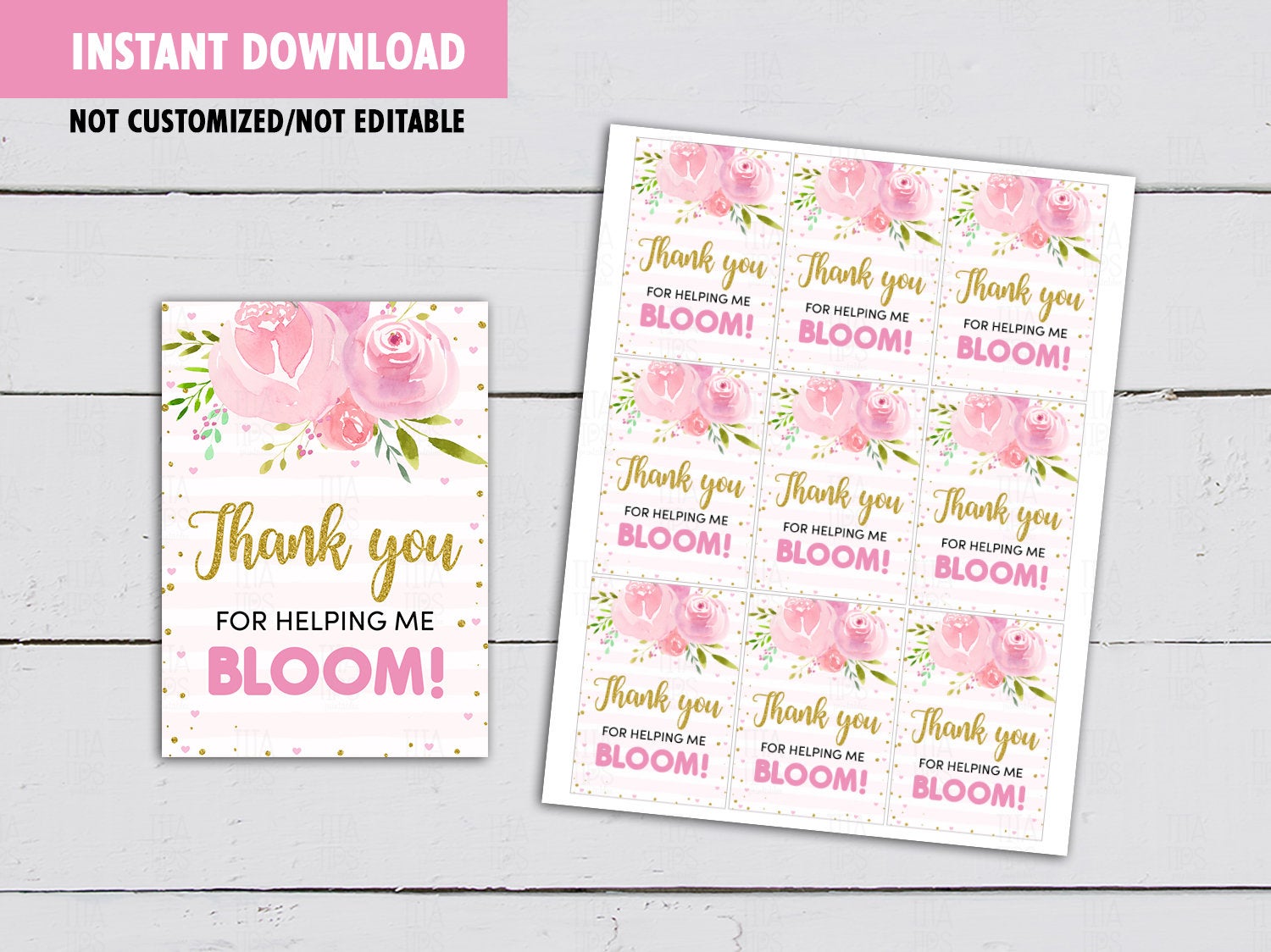 Thank you for helping me Bloom Gift Tag Teacher Appreciation Card I