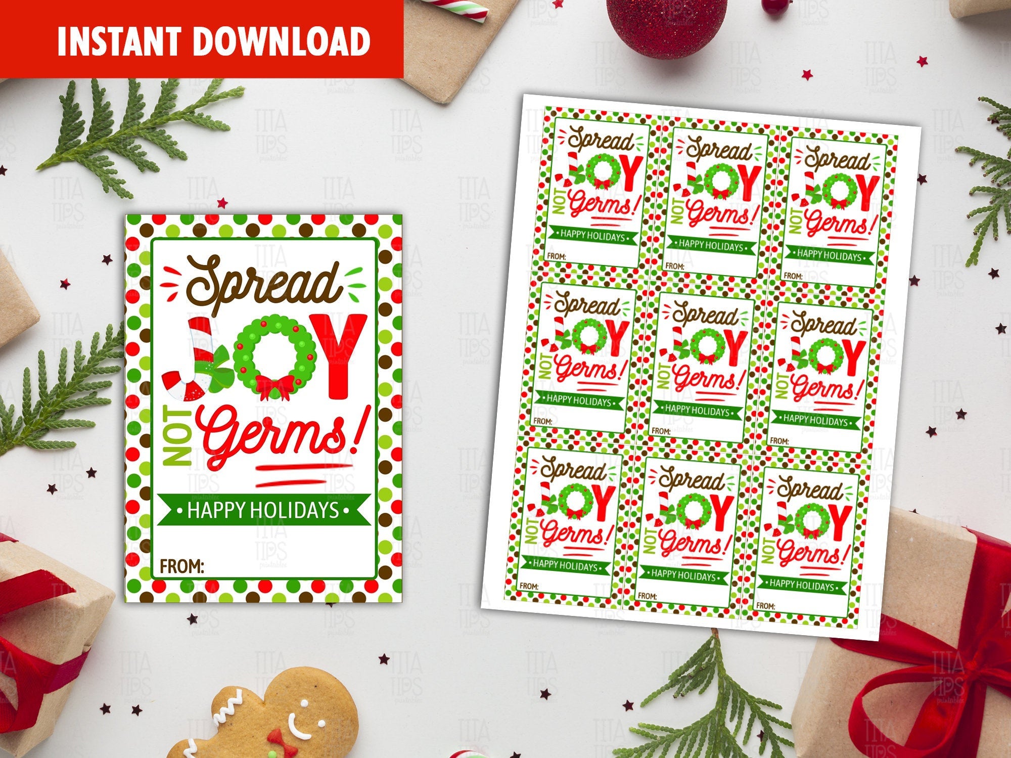 Spread Joy Not Germs Free Printable