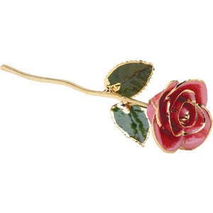 Lacquered Pink Rose with Gold Trim - Couture Jewelry