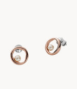 Load image into Gallery viewer, Agnethe Rose-Tone Stainless Steel Pearl Stud Earrings
