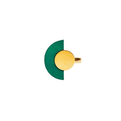 Moon Ring Emerald & Brass