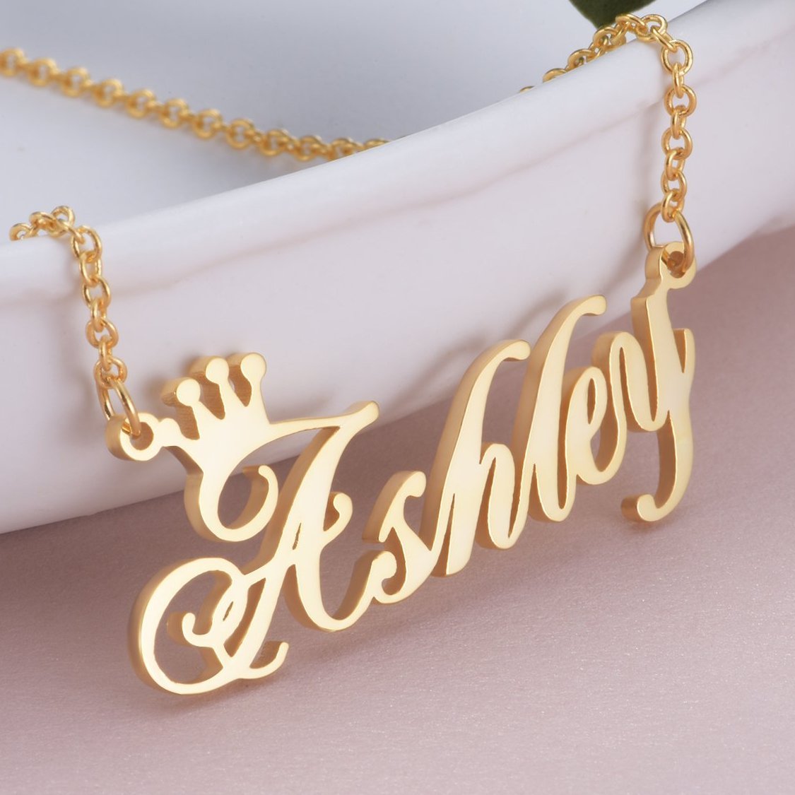 custom crown name necklace