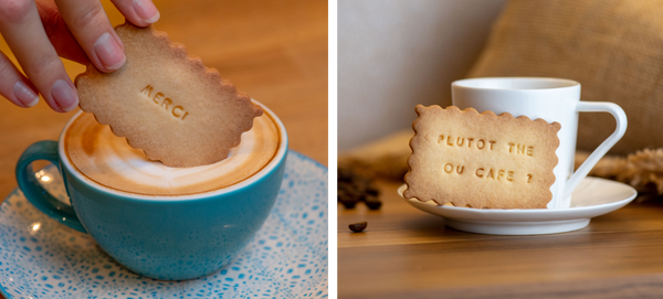 Gâteaux personnalisables pour remercier accompagnant une tasse de café