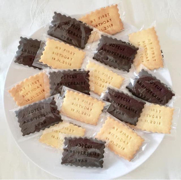 Sachets de biscuits personnalisés avec un message d'anniversaire