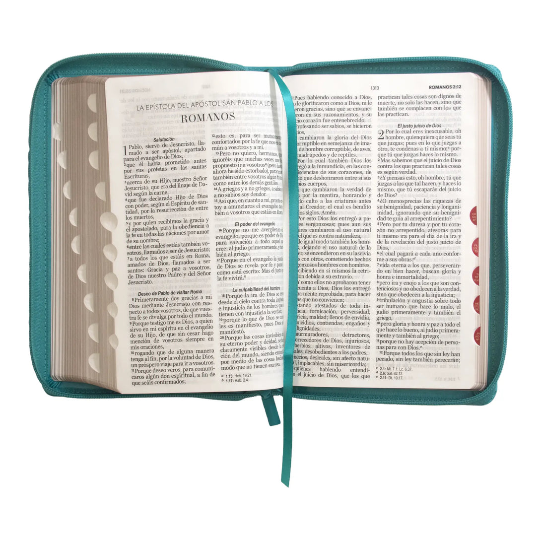 Biblia Reina Valera 1960 tamaño manual letra grande 12 puntos- Imitación  Piel turquesa – Mundo Biblia