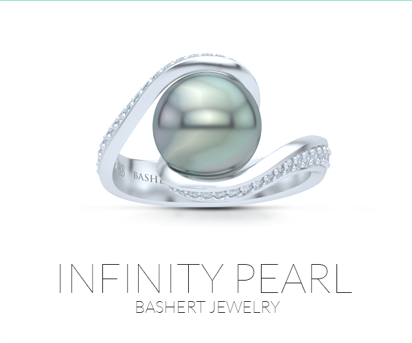 Bashert Jewelry Pearl Infinity Ring. Voted the best new designer jewelry house. Boca Raton Florida