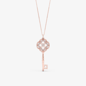 Elegant Rose Gold Key Pendant Necklace. Bashert Jewelry