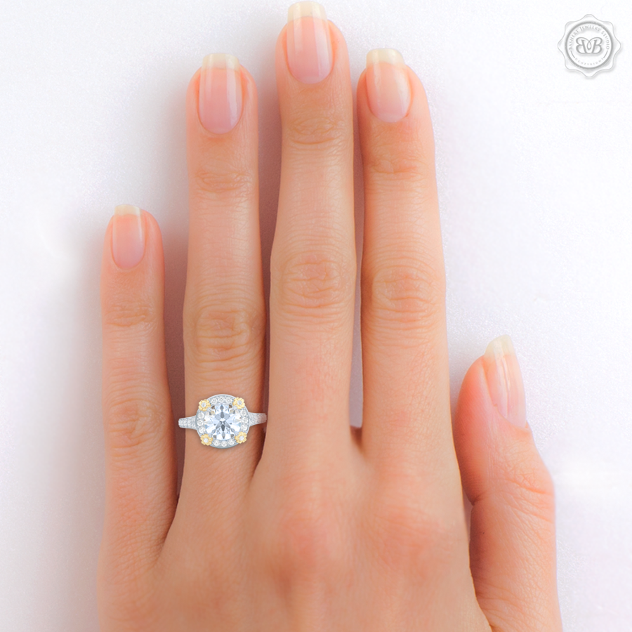 Flower Inspired Halo Engagement Ring | BASHERT JEWELRY - Bashert Jewelry