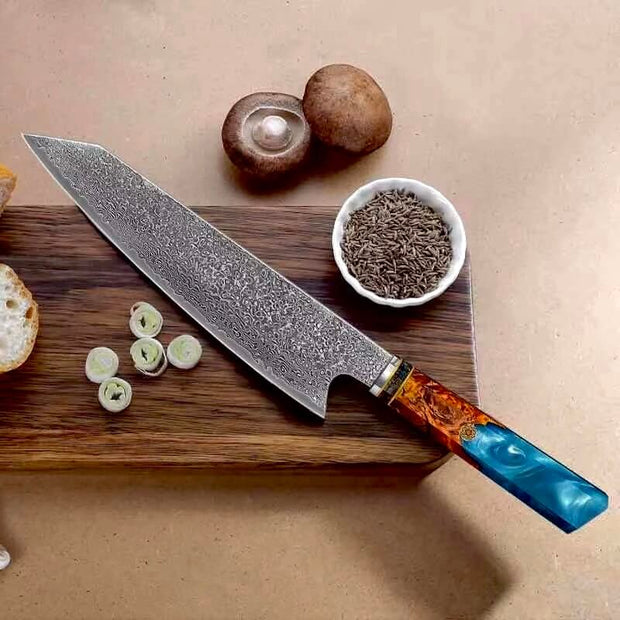 Kitchen Damascus Knife Set Japanese VG-10 Steel Knives Block Set Shadow  Wood Handle for Chef Knife Set High Carbon Core Stainless Steel Full Tang