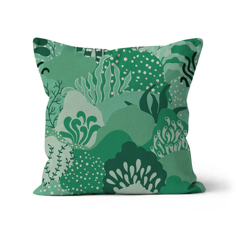 Hellgrünes Kissen mit Dschungelmuster von Yililo