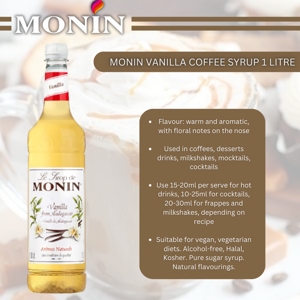 MONIN Premium Gomme Syrup 1 Litre (6 pack)