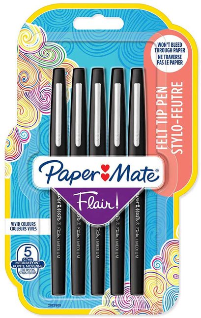 Classic Felt Pens, Black, Fiber Tip -Set of 12 | Arteza