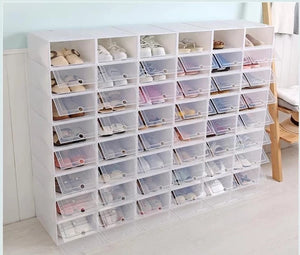 Plastic Drawer Type Stackable Shoe Box Case Shoe Box Storage