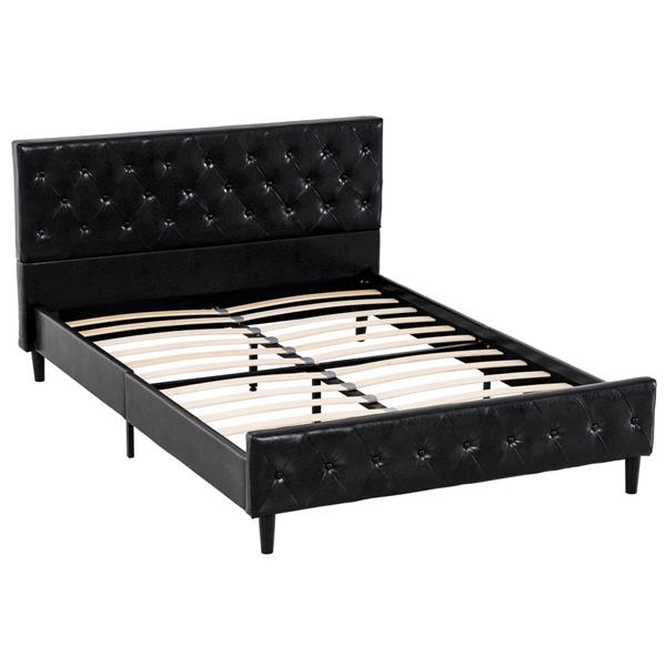 Bed Frame Modern Style Button Decoration PU Iron Bed White Full/Twin 2 Sizes Rugged Metal