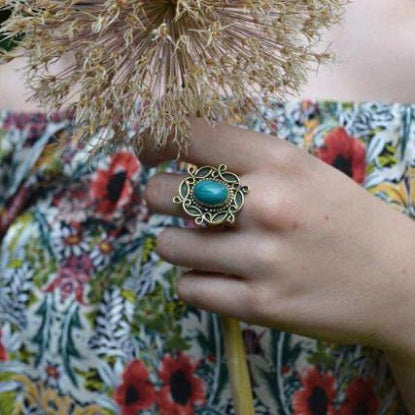 boho ring with stones