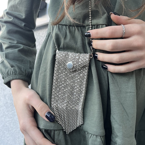 Silver chainmail bag