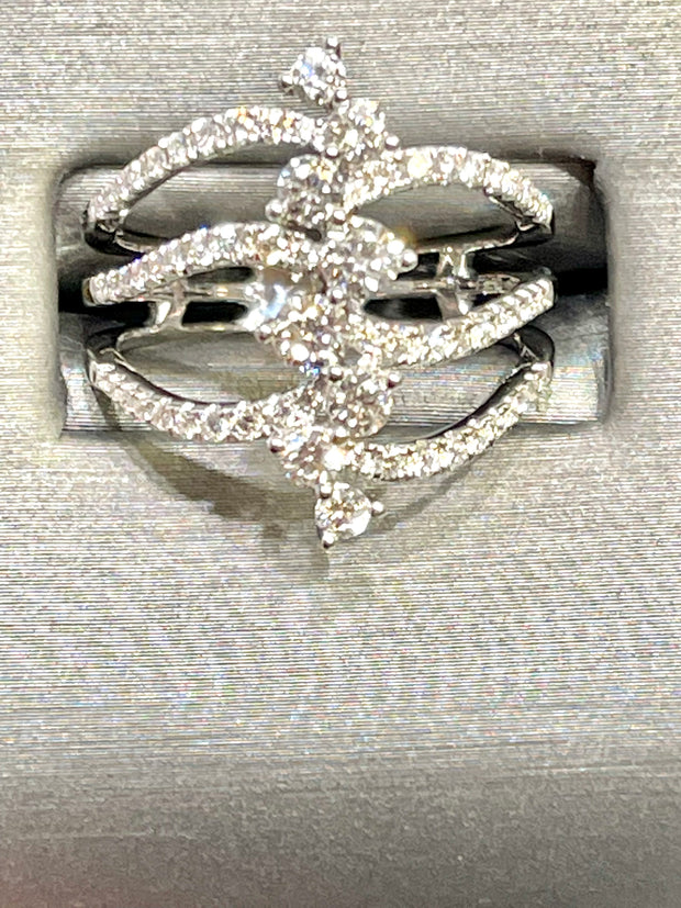 18KT White Gold Diamond Ring North South Type Design