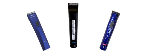 Mini trimmers, left to right: Wahl Brav Mini, Shernbao Smart Mini, Heiniger Style Mini