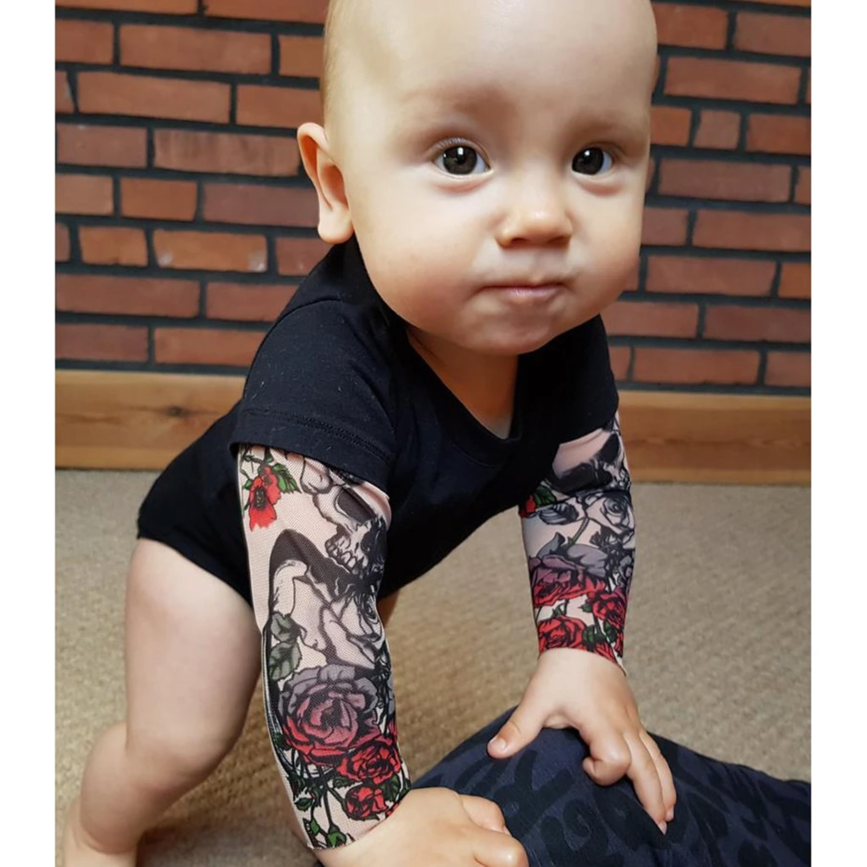 Wild Rose Baby Tattoo Sleeve Shirt Bodysuit  Black  Sunflower Sugar   giftko