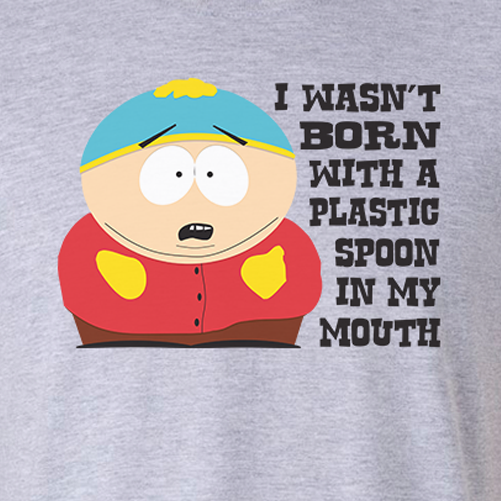 South Park Cartman Born with a Plastic Spoon Adult Short Sleeve T-Shir ...