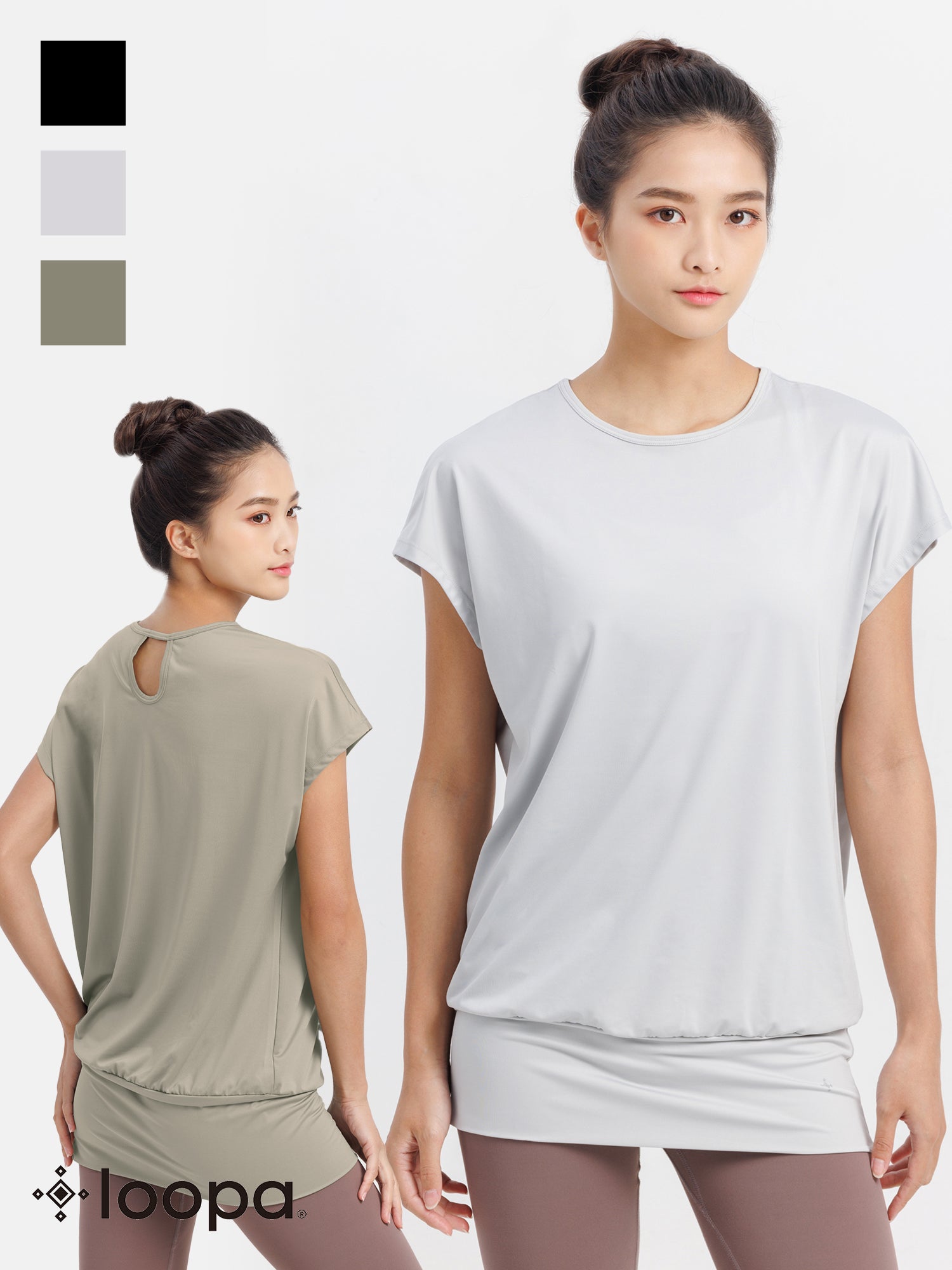 [Loopa] ルーパ ヨガチュニック Yoga Tunic Tシャツ ヨガトップス / ヨガウェア 212SS - Puravida! プラヴィダ ヨガ フィットネスショップ ブラック / M