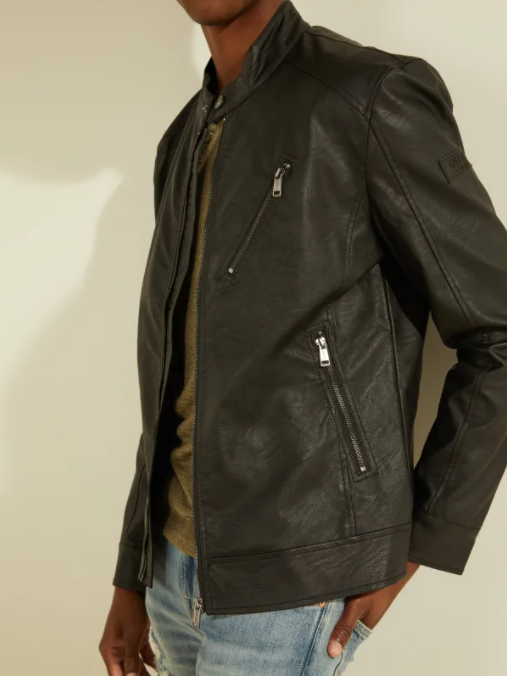18.guess faux leather vintage biker jacket