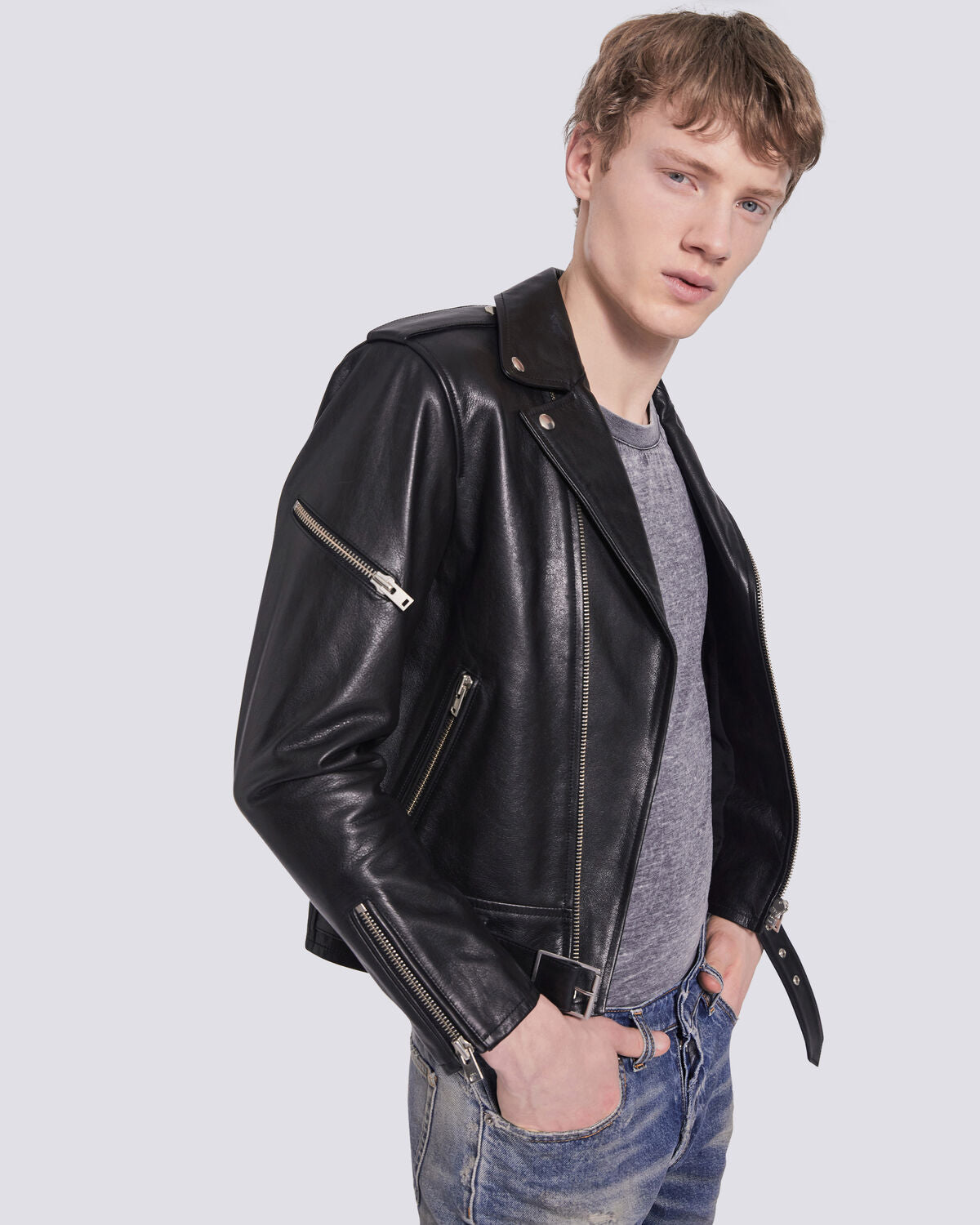 24.iro niele belted leather biker jacket