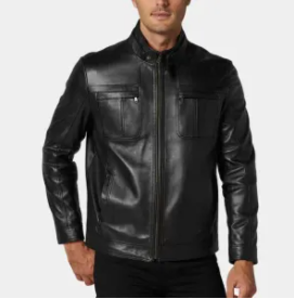 29.leatherings biker black leather jacket mens