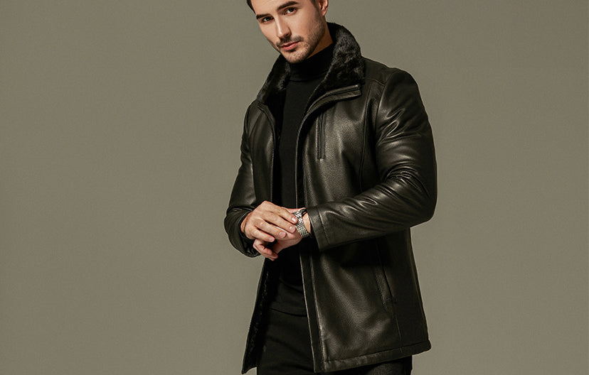 Best Men's Genuine Leather Wind Jacket with Fur Lining | PalaLeather