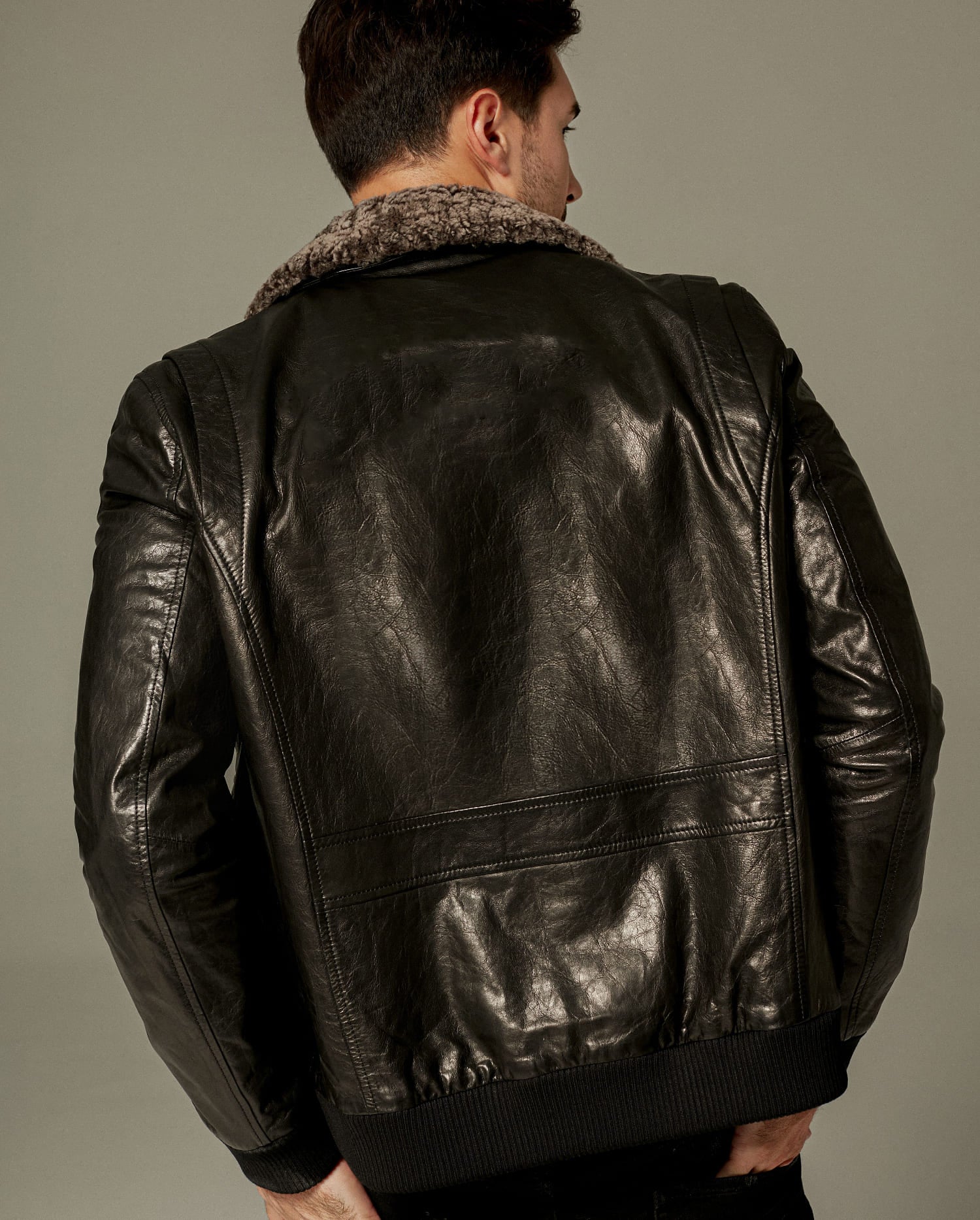 LAST NEST leather down jacket