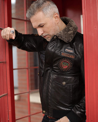 Leather Jacket with Fur Collar Mens, Fur Collar Leather Jacket