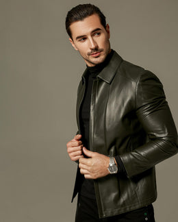 Men's Black Lambskin/Sheepskin Zipped Leather Jacket & Coat | PalaLeather