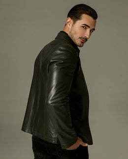 Men's Black Lambskin/Sheepskin Zipped Leather Jacket & Coat | PalaLeather