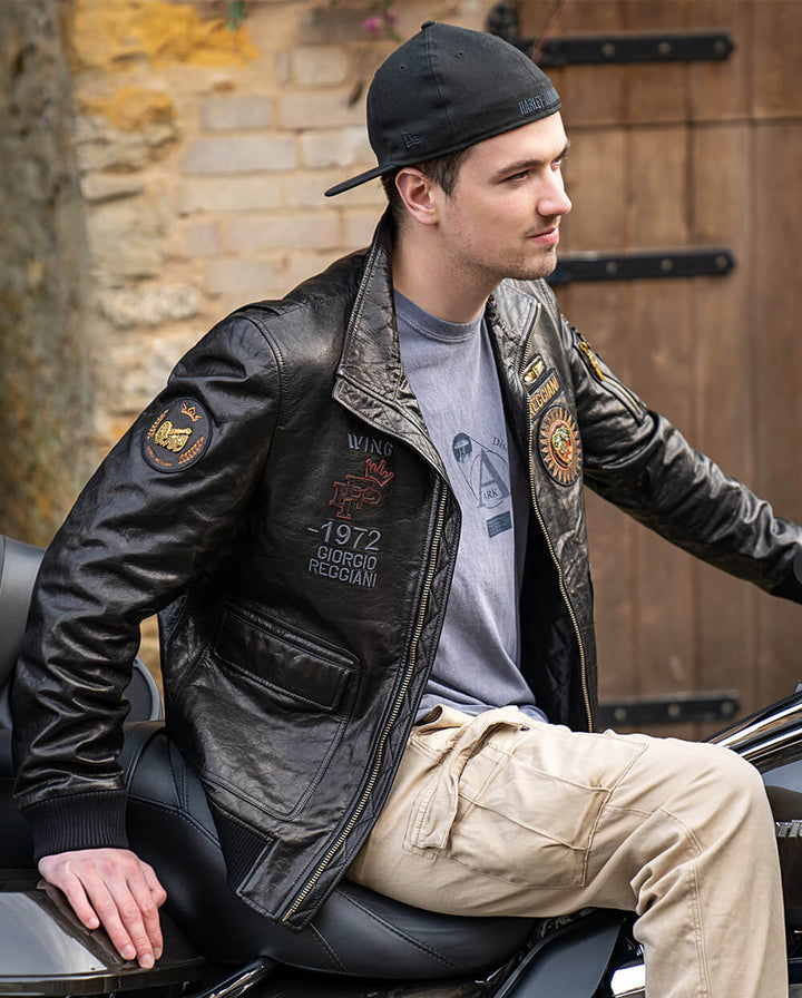Moto Jackets - Men's Leather Biker Jacket | Black, Brown & White