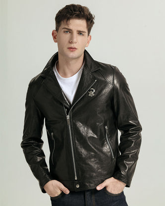 Men's Black Leather Jacket | Leather Coat With Fur Collar for Mens