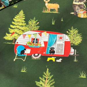 Lakehouse - Campers -  Forest Green - by Mary Lake-Thompson for Robert Kaufman