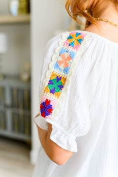 Natalie Crochet Accent Peasant Blouse