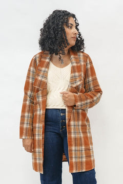 Ethel Plaid Blazer in Rust