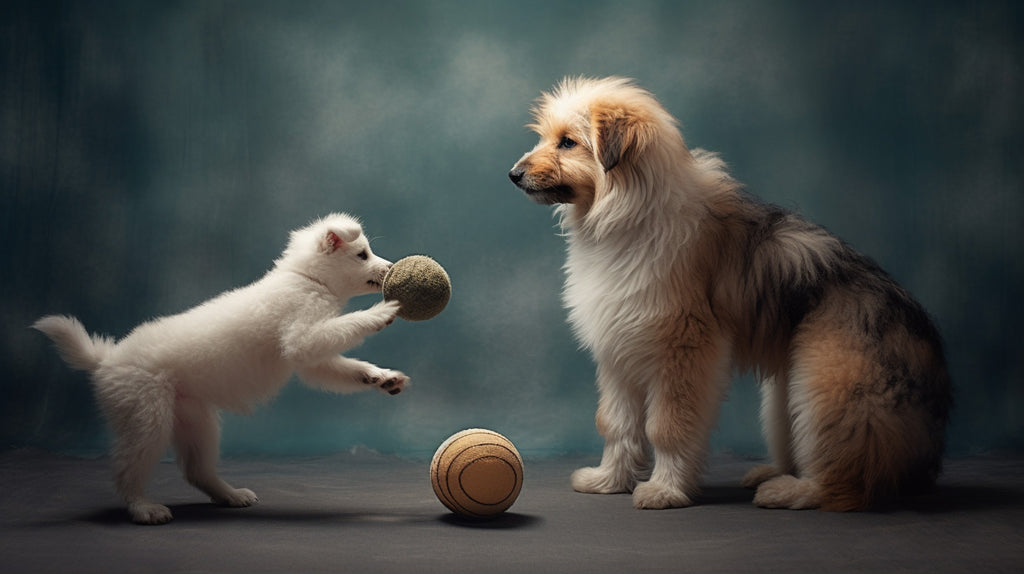 Dogs playing with correct toys